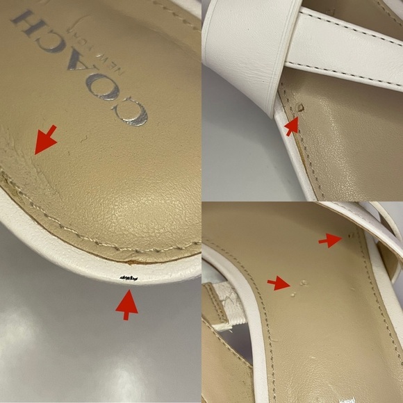 Coach Turnlock Leather Olina Matte White Thong Heel Dress Sandals Women’s 8.5 - Picture 12 of 15